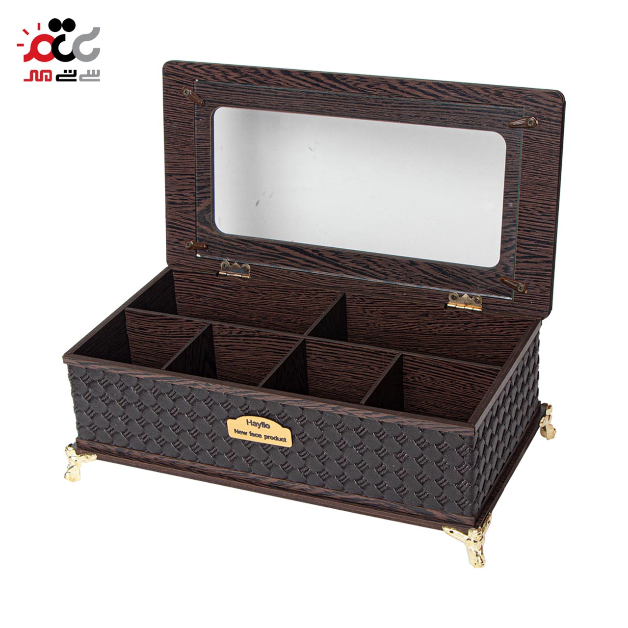 باکس چای چوبی هایلو مدل درب شیشه ای