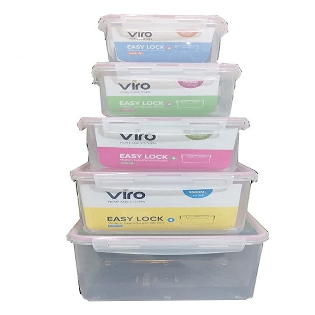 ست ظرف فریزری مستطیلی ویرو مدل ایزی لاک 5 عددی