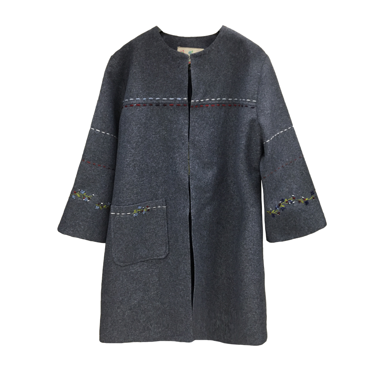 مانتو فوتر گلدوزی شده مدل تک جیب