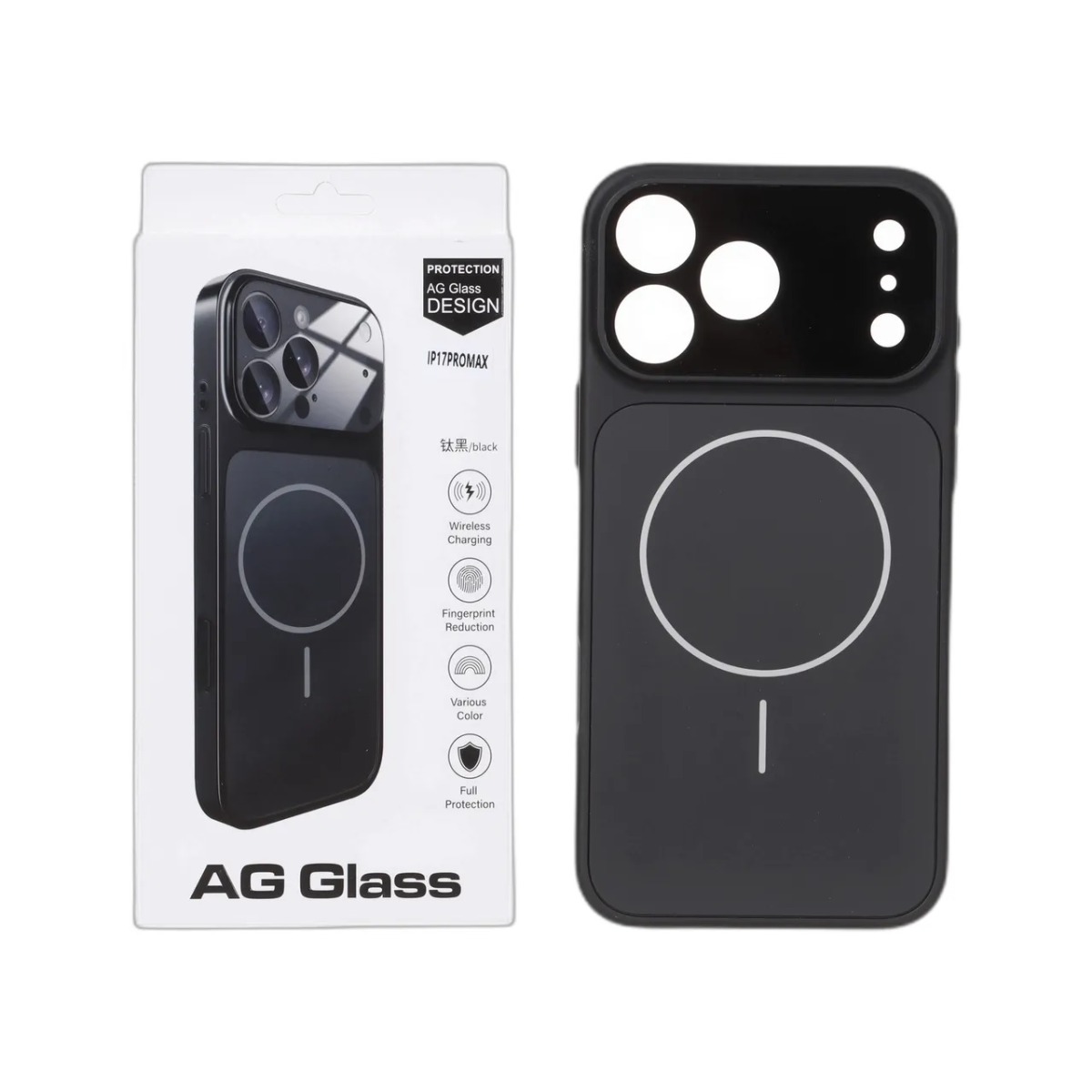 قاب اورجینال AG Glass محافظ لنز برجسته براق Magsafe مدل Apple iPhone 17 Pro Max - مشکی