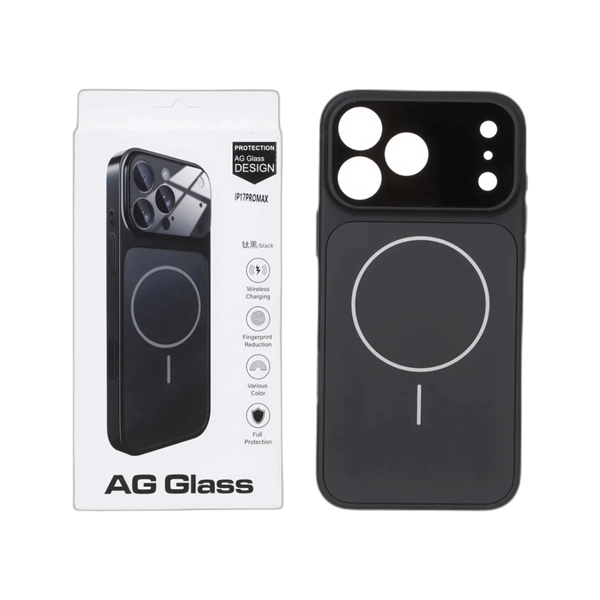 قاب اورجینال AG Glass محافظ لنز برجسته براق Magsafe مدل Apple iPhone 17 Pro Max - مشکی