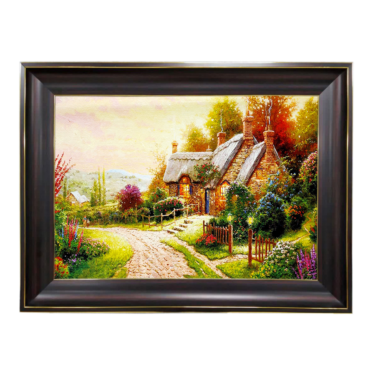 تابلو فرش چاپی طرح کلبه کد 10027 سایز 60×40 سانتی متری