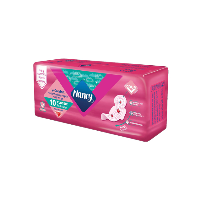 نوار بهداشتی بالدار نانسی کد 001 سایز بزرگ بسته 10 عددی