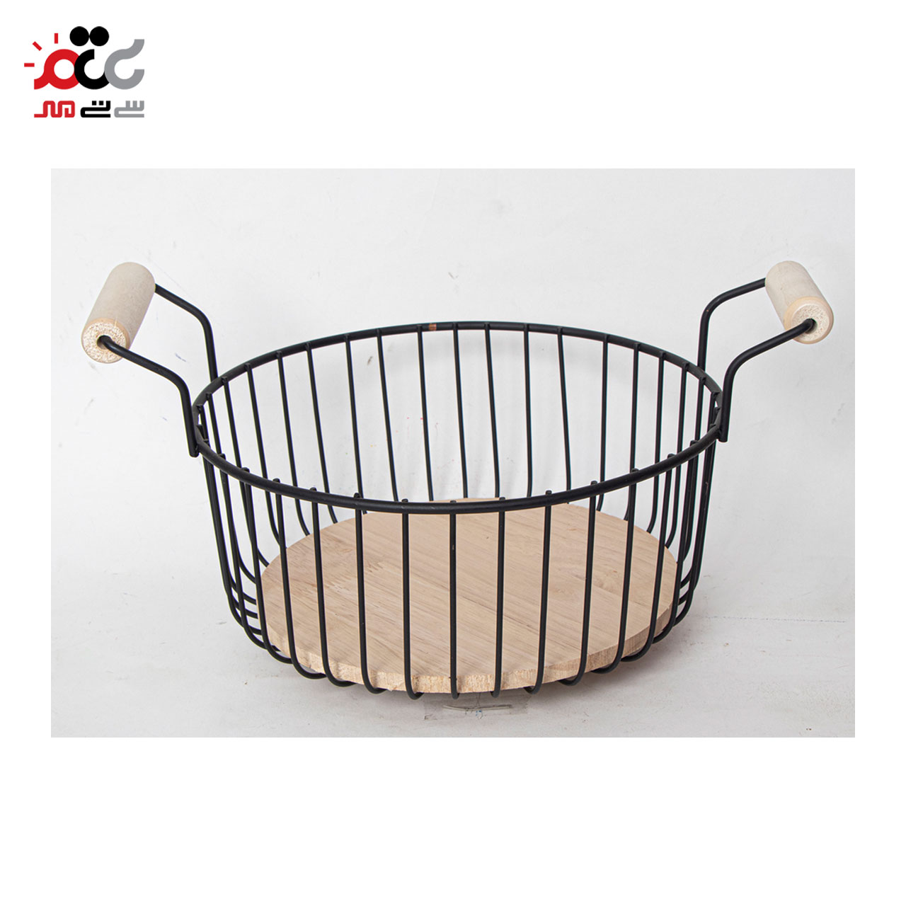 سبد میوه مدل دسته چوبی طرح گرد
