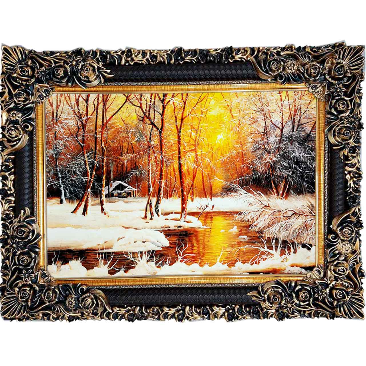 تابلو فرش چاپی طرح رودخانه کد 10252 سایز 100×70 سانتی متری