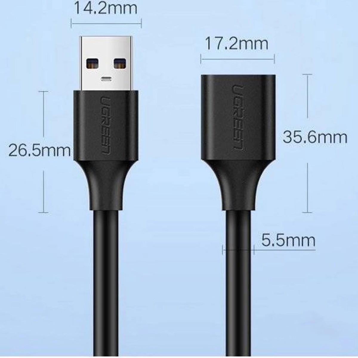 کابل افزایش طول یک و نیم متری UGREEN USB3.0 مدل 30126 - مشکی(30126)
