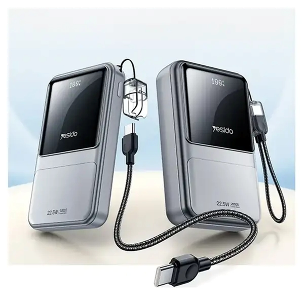 پاوربانک PD و فست شارژ Yesido 10000mAh مدل YP95 22.5W - خاکستری (گارانتی 18 ماه تعویض نیکان همراه)