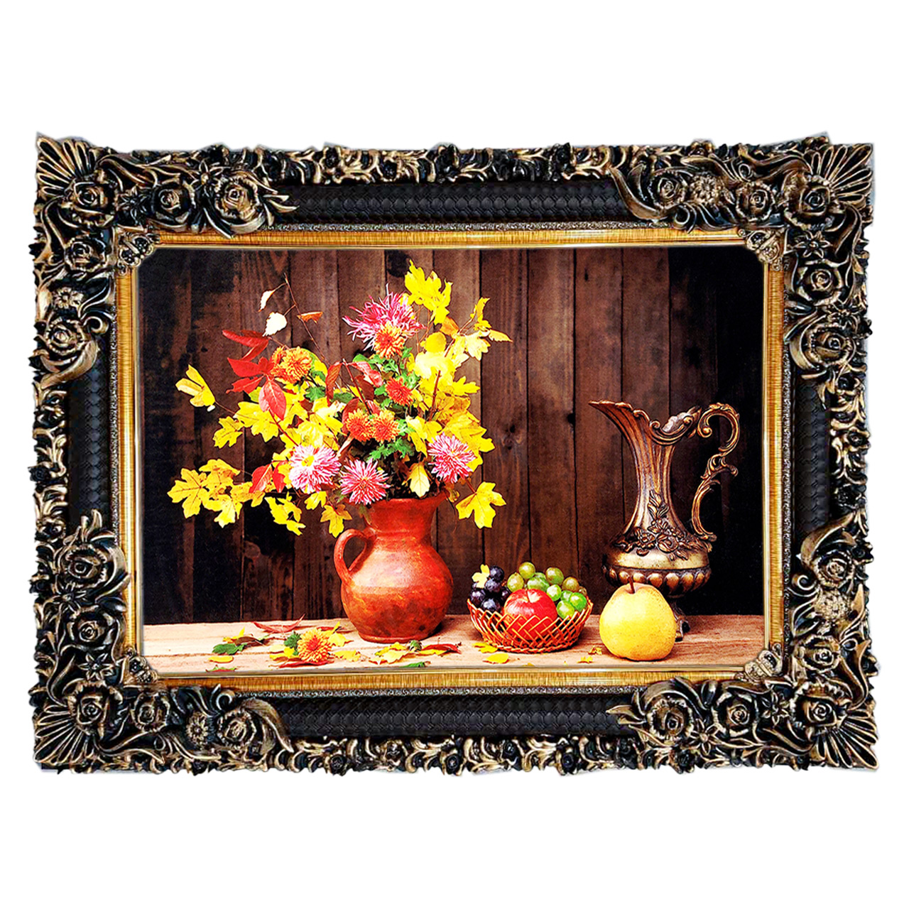 تابلو فرش چاپی طرح گل و میوه کد 12021 سایز 70×50 سانتی متری