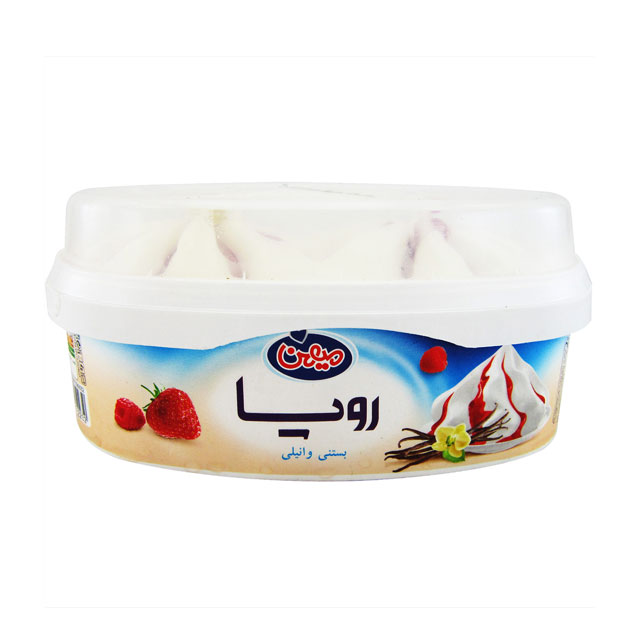 بستنی وانیلی با طعم توت فرنگی میهن مدل رویا 650 گرمی