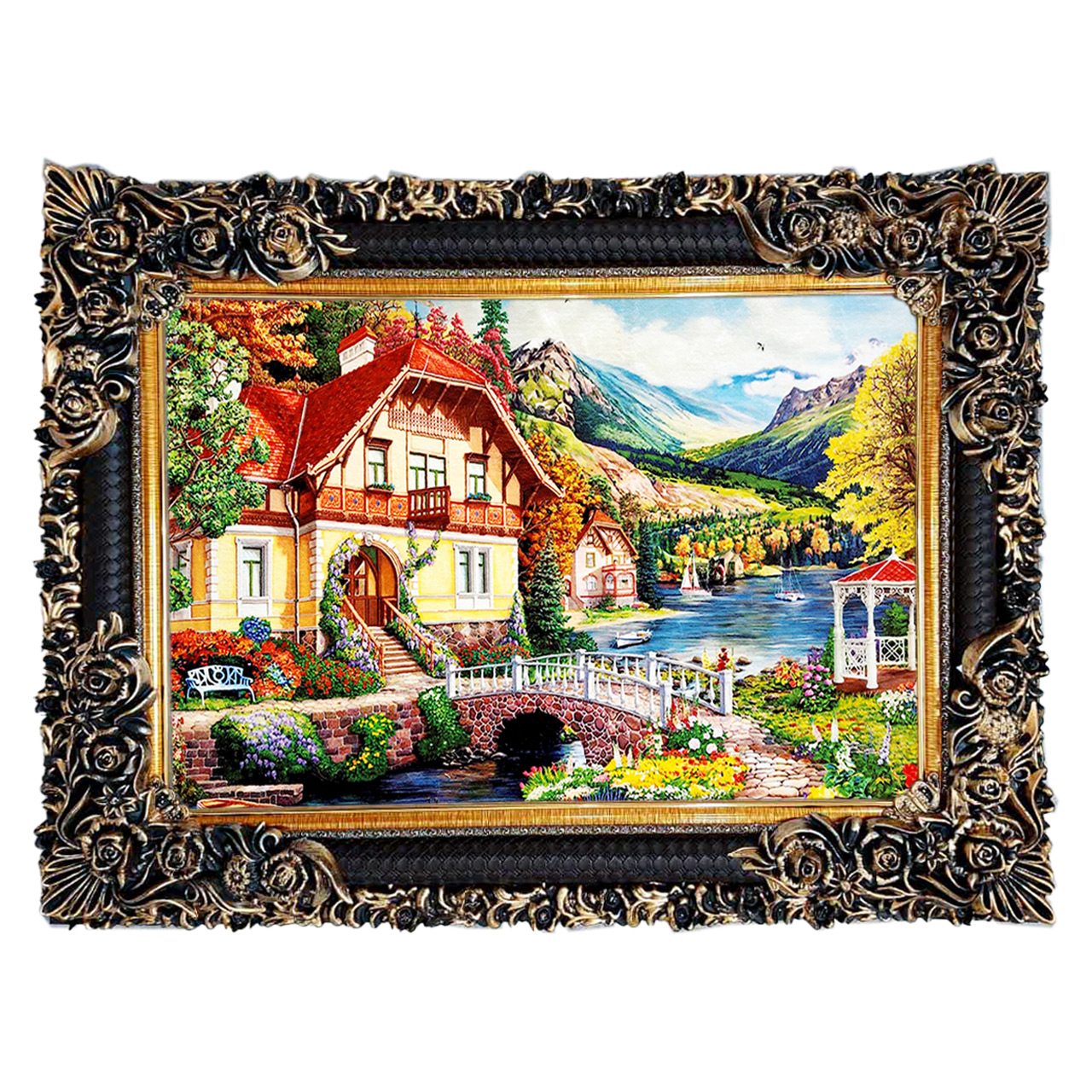 تابلو فرش چاپی طرح منظره کد 10121 سایز 70×50 سانتی متری