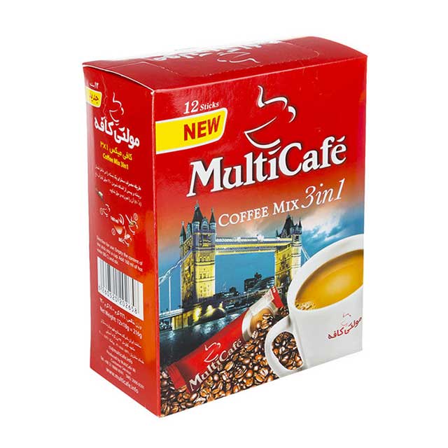 کافی میکس مولتی کافه مدل 3×1 کاراملی بسته 12 عددی
