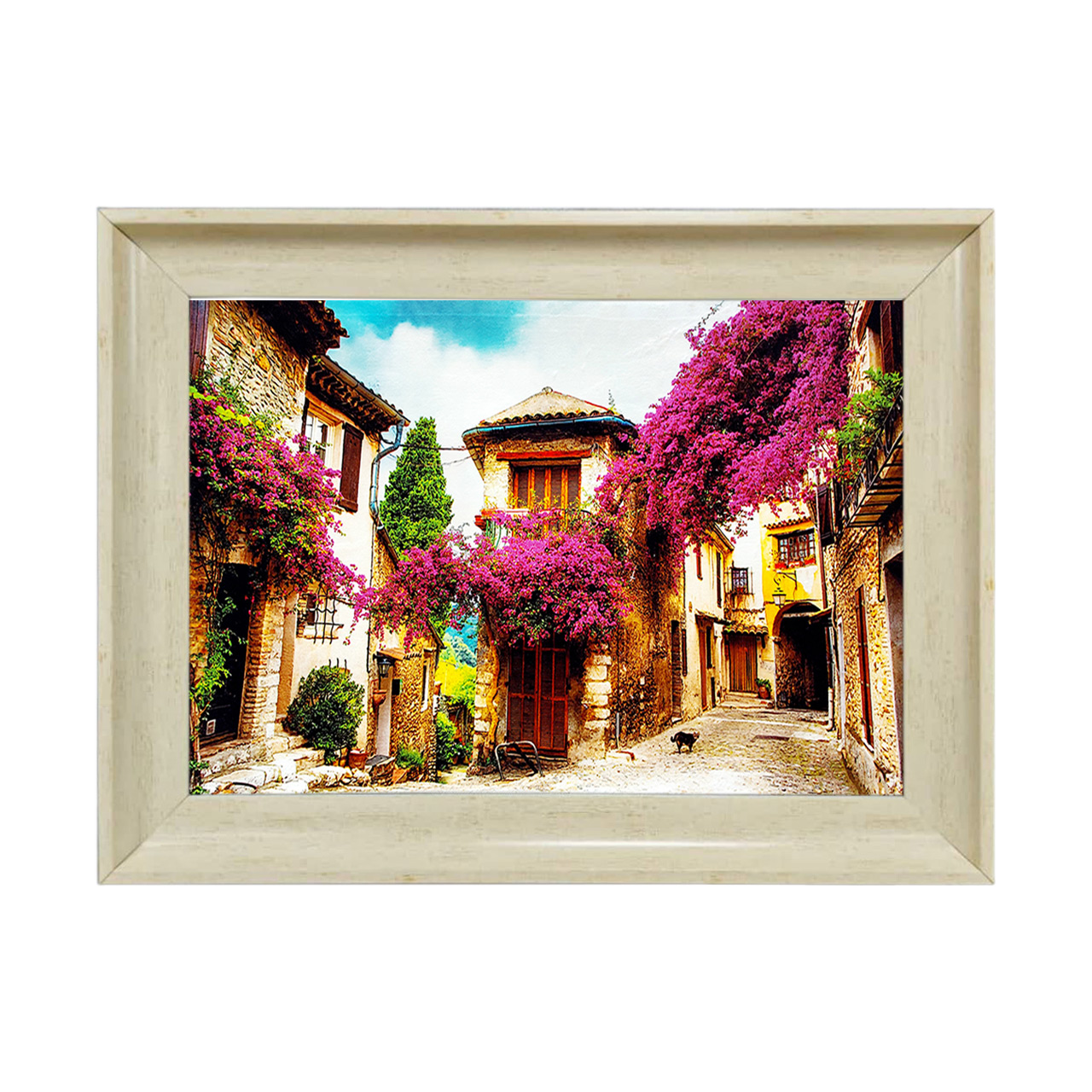 تابلو فرش چاپی طرح کوچه باغ کد 10066 سایز 50×35 سانتی متری