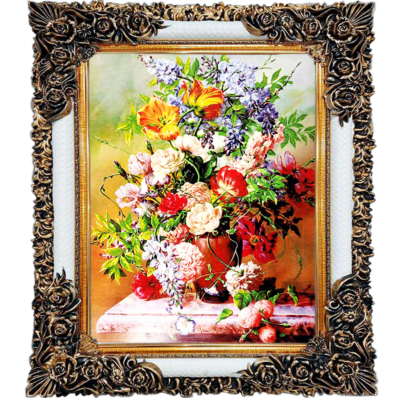 تابلو فرش چاپی طرح گل کد 12359 سایز 100×70 سانتی متری