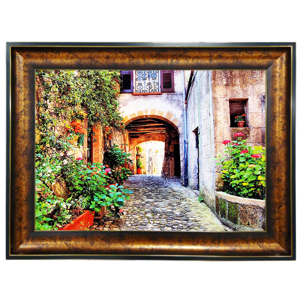 تابلو فرش چاپی طرح کوچه باغ کد 10148 سایز 100×50 سانتی متری