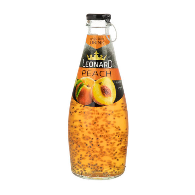 نوشیدنی با طعم هلو و تخم ریحان لئونارد 300 میلی لیتری