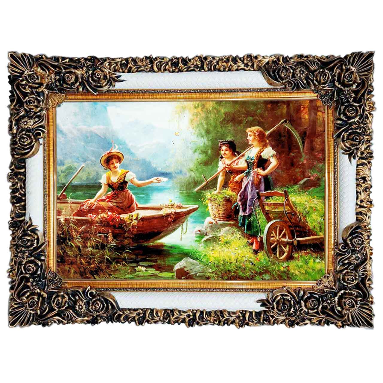 تابلو فرش چاپی طرح رودخانه کد 11031 سایز 100×50 سانتی متری