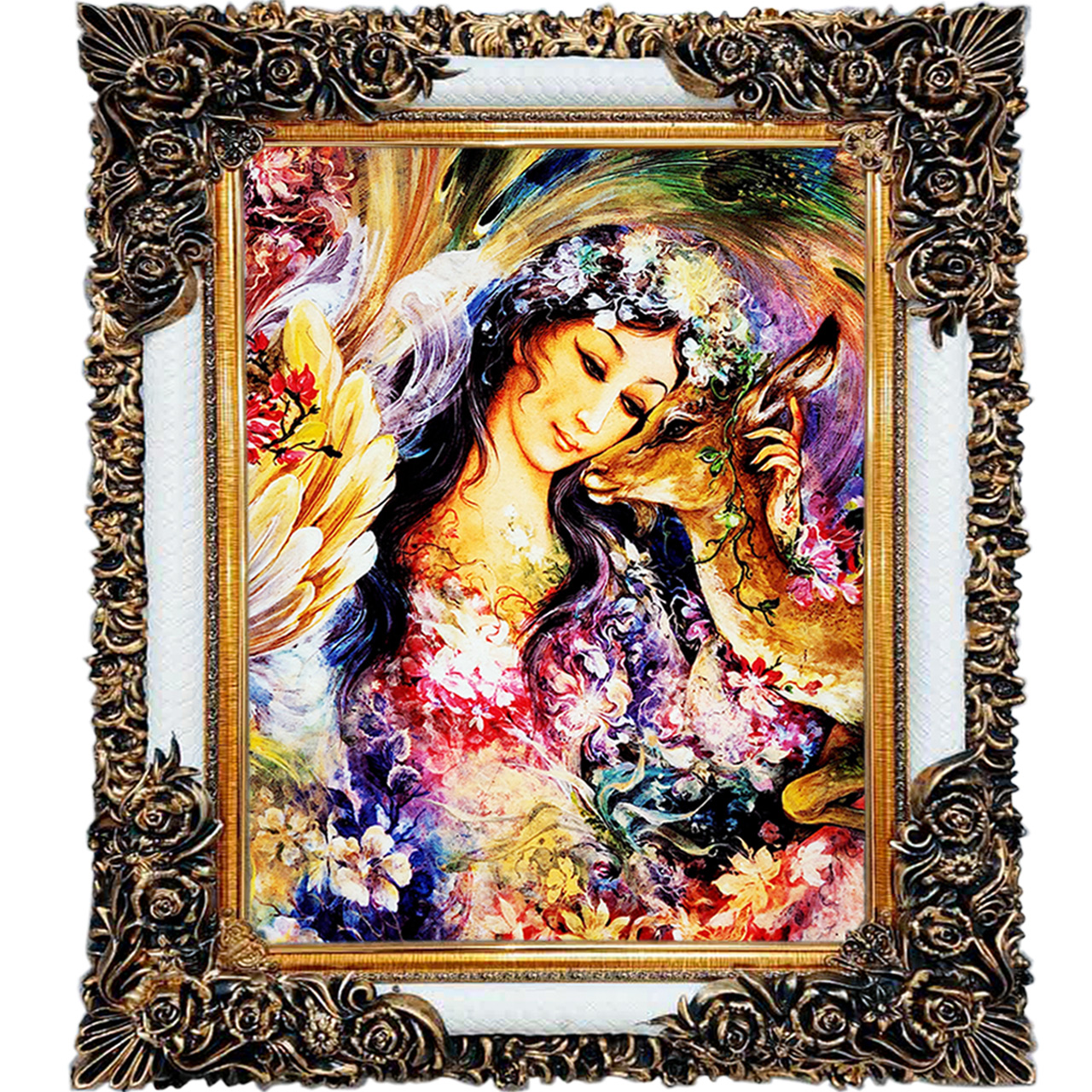 تابلو فرش چاپی طرح مینیاتوری کد 16028 سایز 70×100 سانتی متری