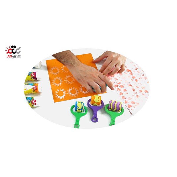 رنگ انگشتی 6 رنگ آریا با رول نقاشی و ابزار  کد 7021
