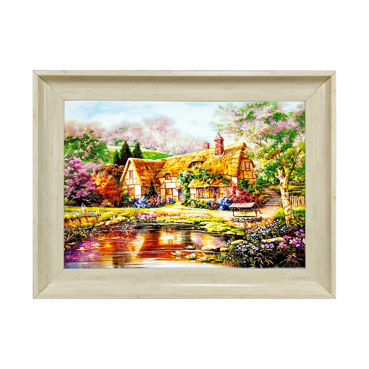 تابلو فرش چاپی طرح کلبه کد 10126 سایز 50×35 سانتی متری