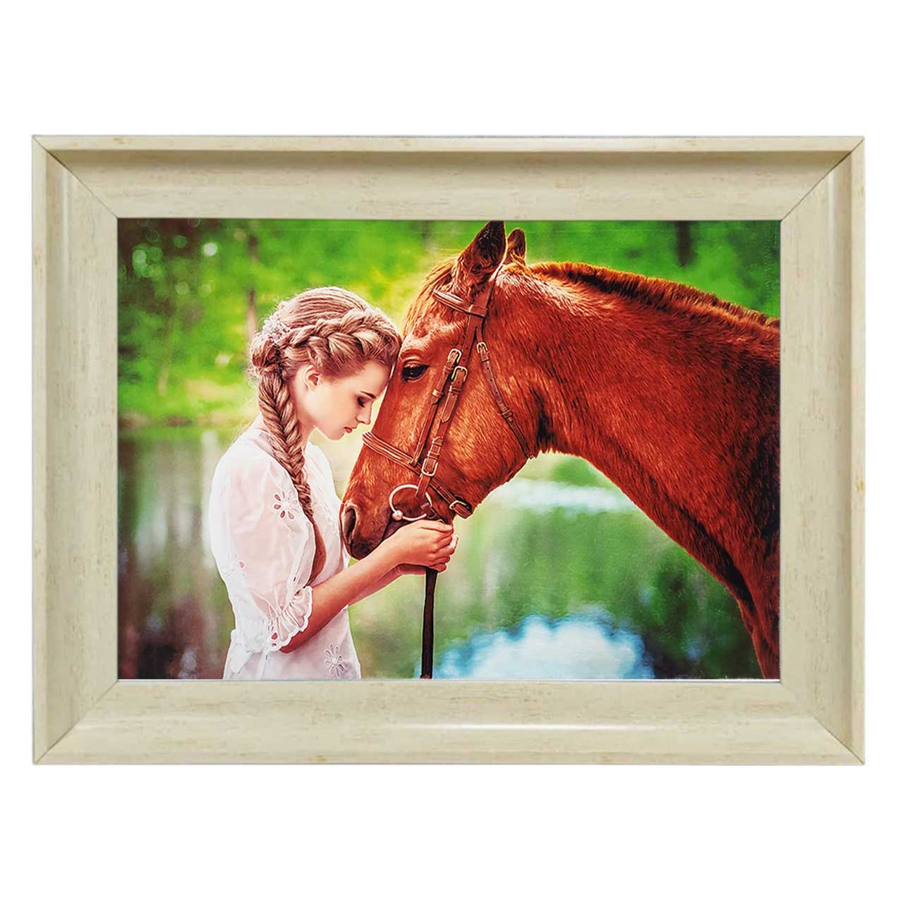 تابلو فرش چاپی طرح اسب کد 13305 سایز 70×50 سانتی متری