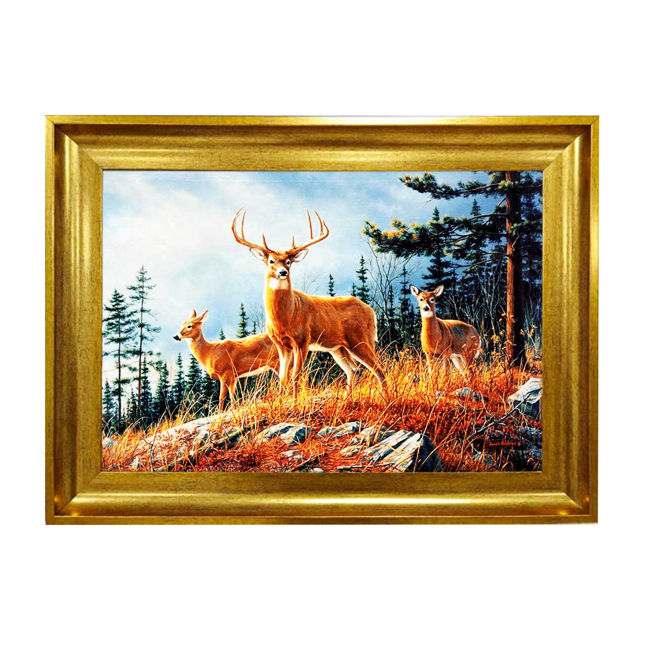 تابلو فرش چاپی طرح گوزن کد 14038 سایز 50×50 سانتی متری