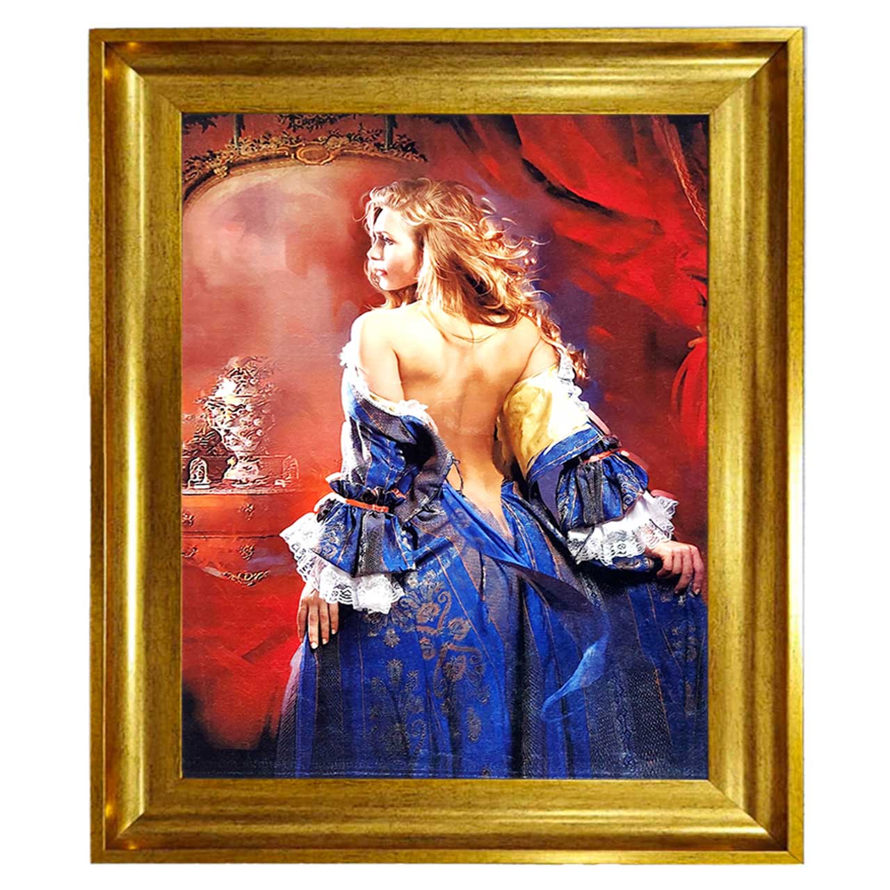 تابلو فرش چاپی طرح بانو کد 13018 سایز 100×70 سانتی متری