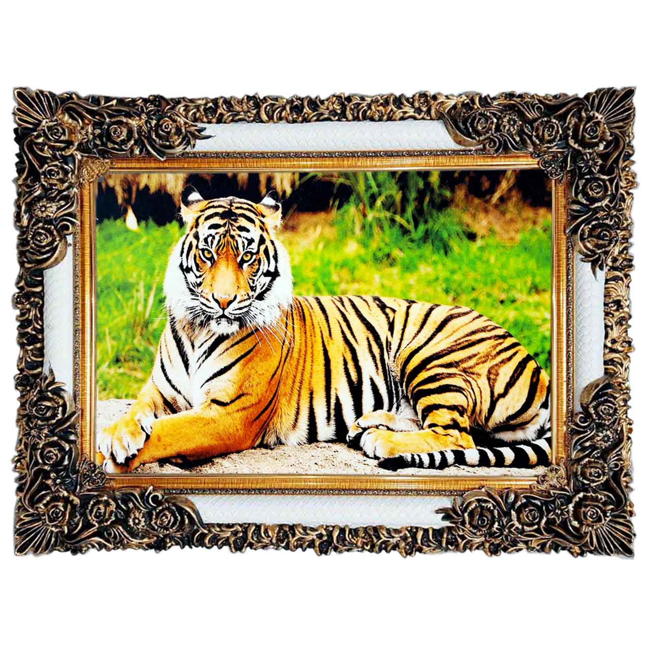 تابلو فرش چاپی طرح ببر کد 14059 سایز 100×50 سانتی متری