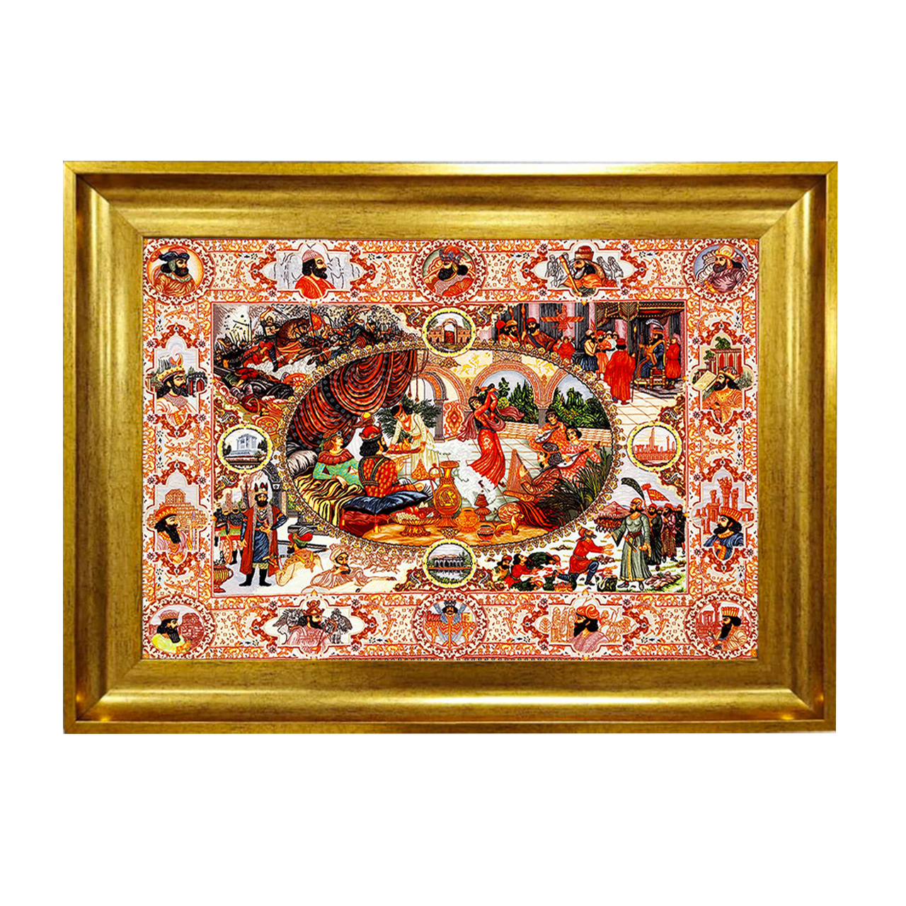 تابلو فرش چاپی طرح قاجار کد 10266 سایز 50×50 سانتی متری