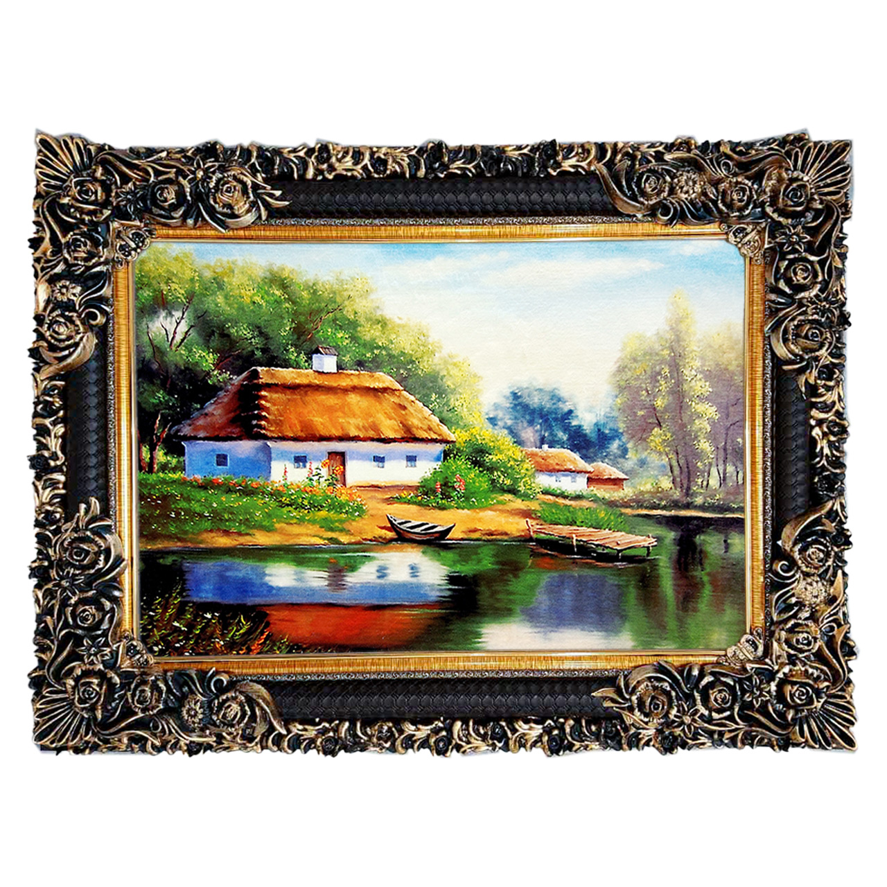 تابلو فرش چاپی طرح دریاچه کد 10257 سایز 70×50 سانتی متری