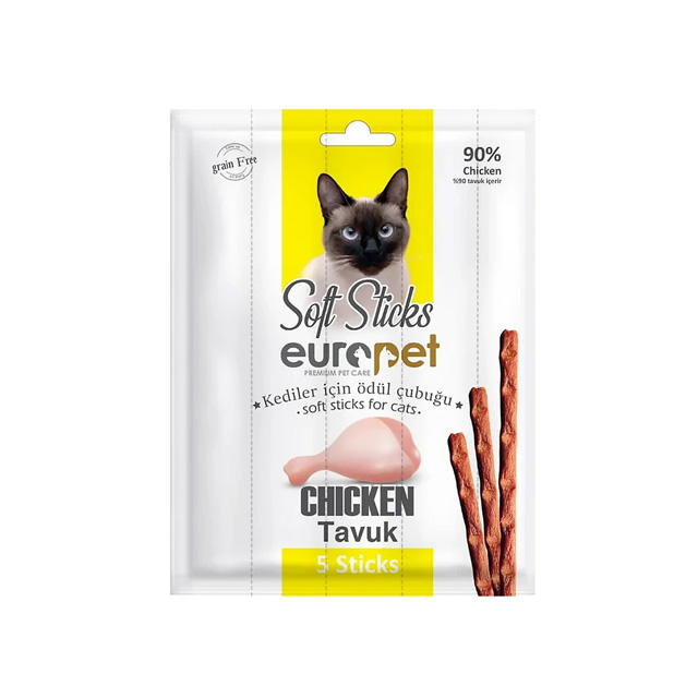 تشویقی گربه یوروپت مدل مدادی طعم مرغ بسته 5 عددی