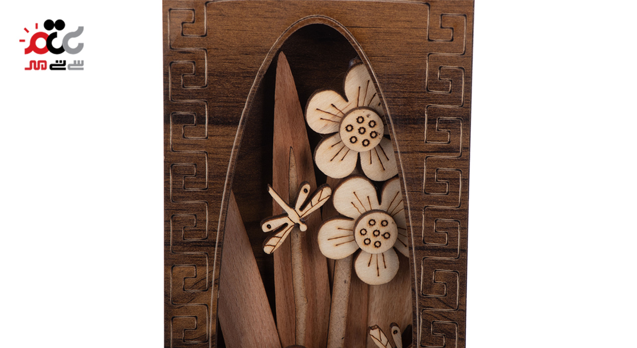 جا کلیدی چوبی طرح قاب گل ستونی