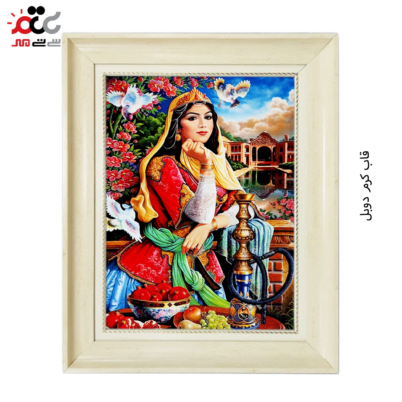 تابلو فرش چاپی طرح بانو کد 13010 سایز 70×50 سانتی متری