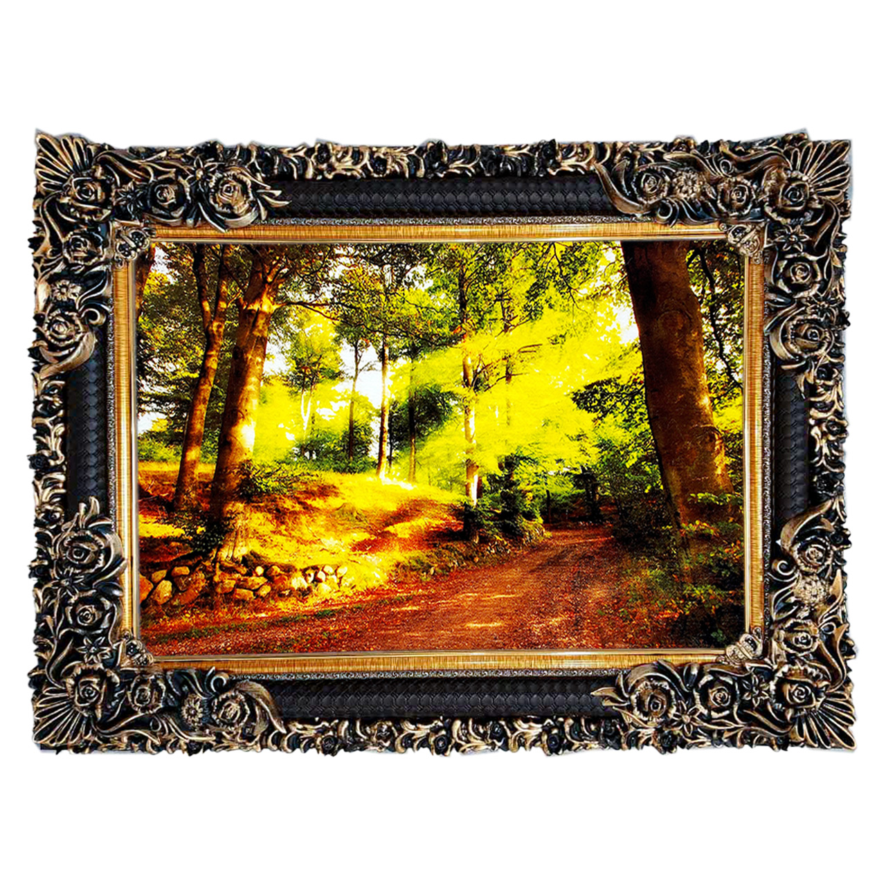 تابلو فرش چاپی طرح جنگل کد 10110 سایز 70×50 سانتی متری