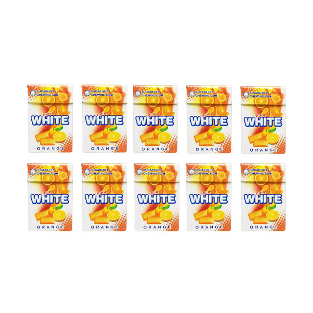 آدامس جعبه ای پرتقالی وایت 25 گرمی بسته 20 عددی