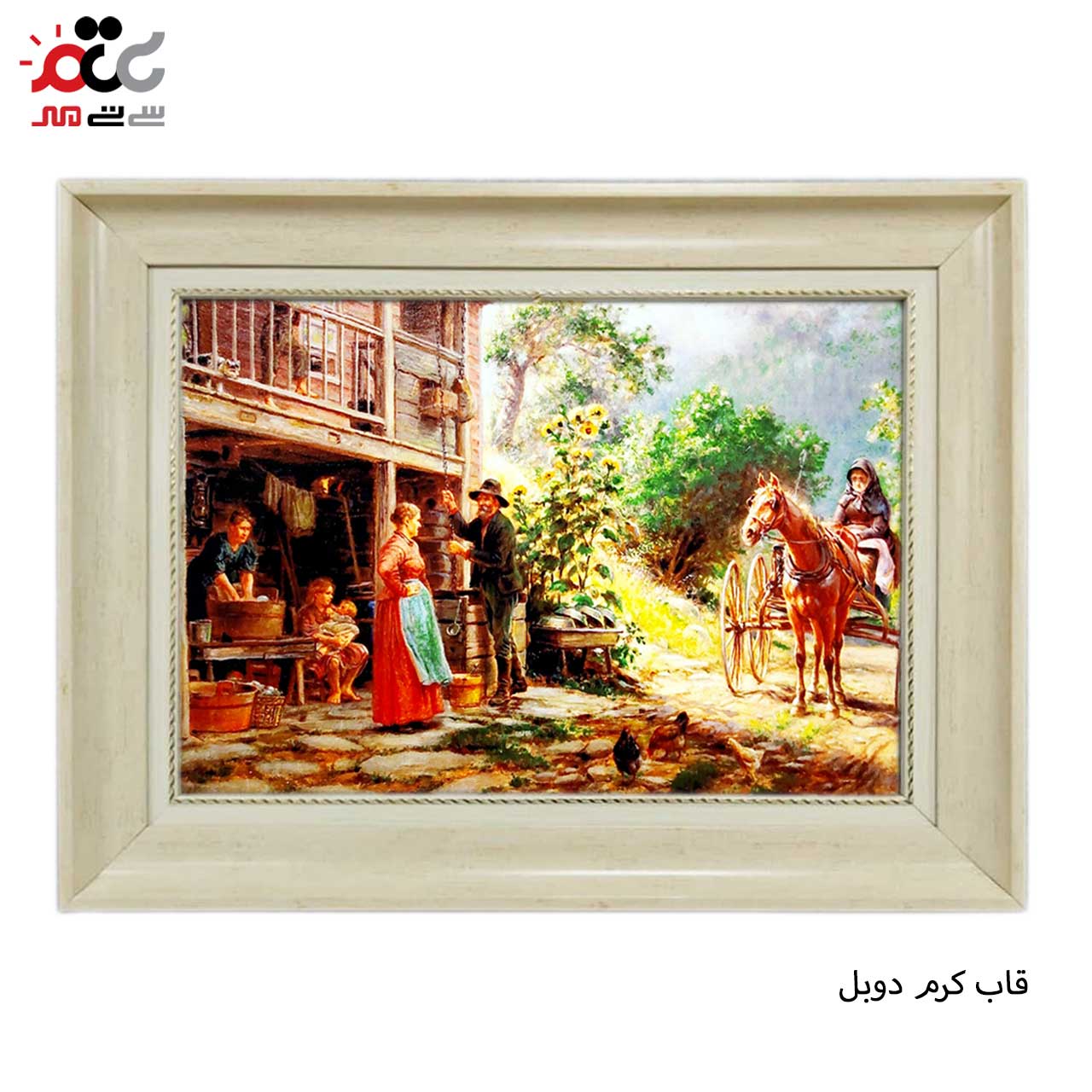 تابلو فرش چاپی طرح دهکده کد 11066 سایز 100×70 سانتی متری