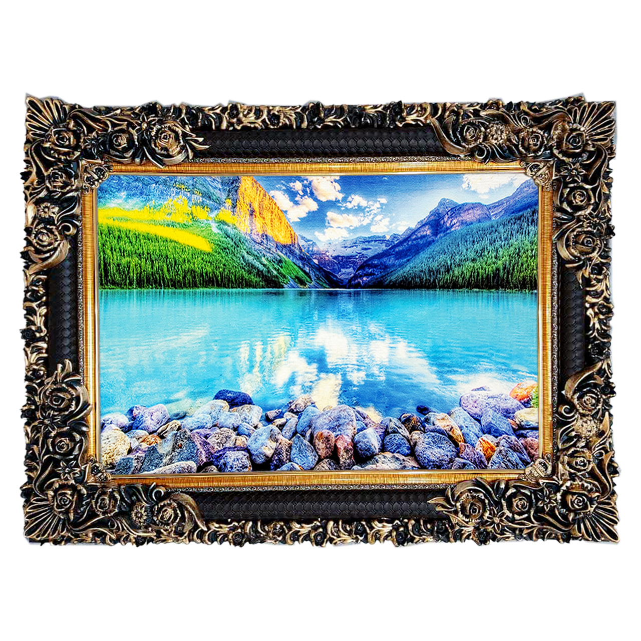 تابلو فرش چاپی طرح دریاچه کد 10217 سایز 70×50 سانتی متری