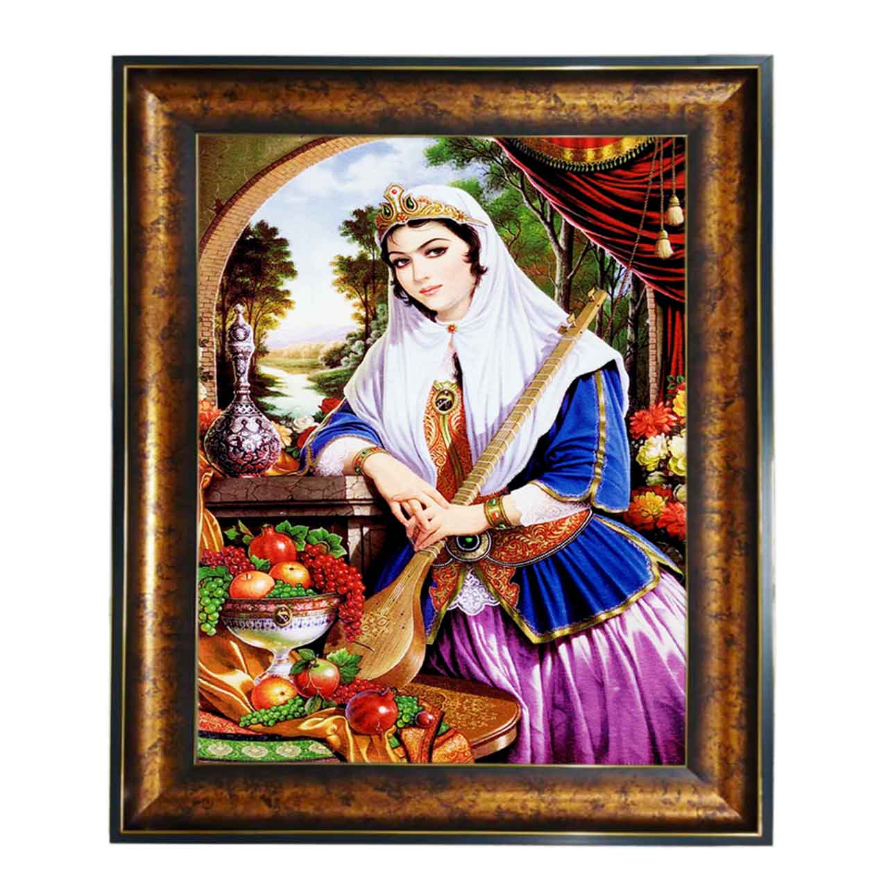 تابلو فرش چاپی طرح بانو کد 13017 سایز 100×50 سانتی متری