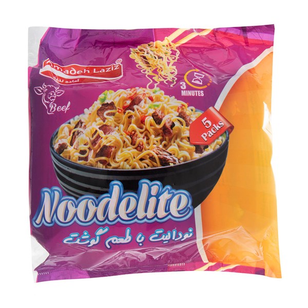 نودل با طعم گوشت آماده لذیذ الیت 75 گرمی بسته 5 عددی