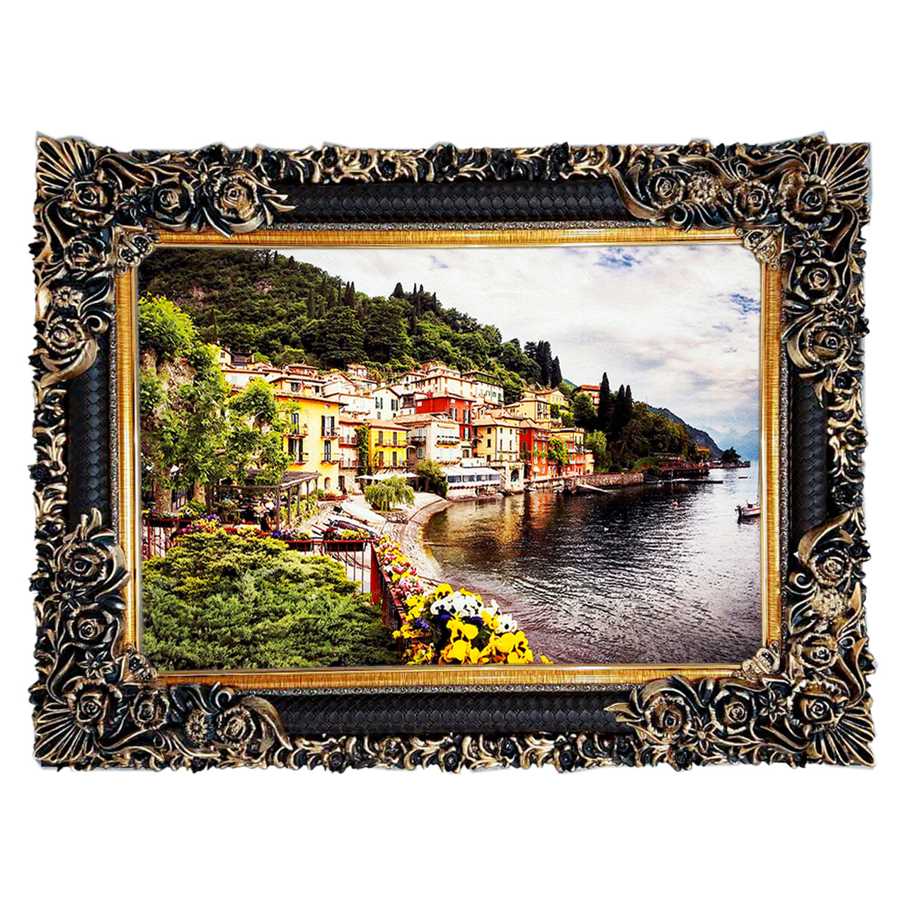 تابلو فرش چاپی طرح دریاچه کد 10007 سایز 70×50 سانتی متری