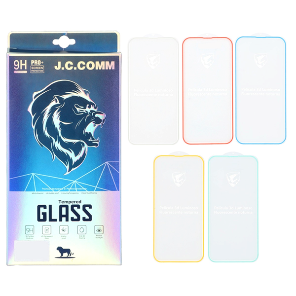 محافظ صفحه نمایش شیشه ای شبرنگ ایربگ دار Full Cover J.C.COMM مدل Apple iPhone 12 Pro Max (پک 5 عددی)