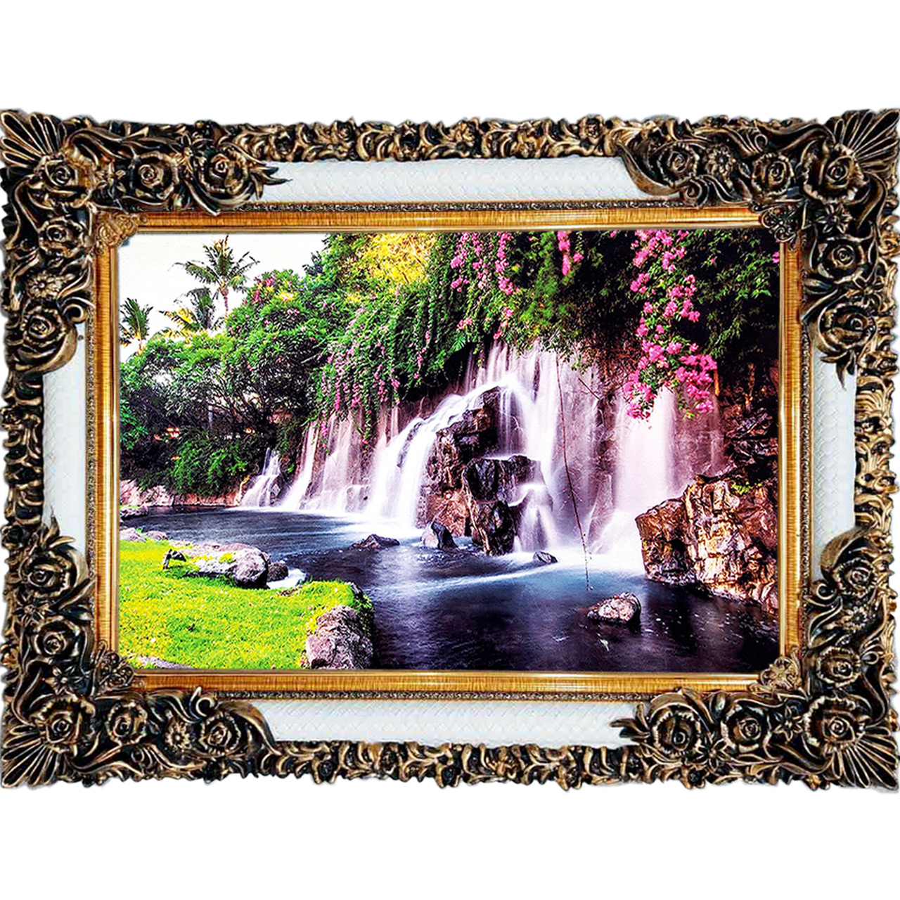 تابلو فرش چاپی طرح آبشار کد 10228 سایز 100×70 سانتی متری