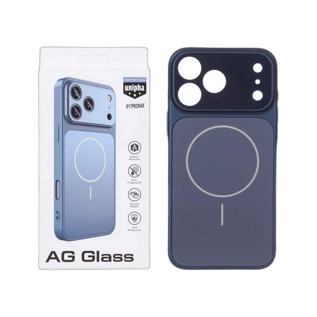 قاب اورجینال AG Glass محافظ لنز برجسته براق Magsafe مدل Apple iPhone 17 Pro Max - سرمه ای