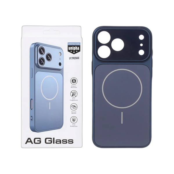 قاب اورجینال AG Glass محافظ لنز برجسته براق Magsafe مدل Apple iPhone 17 Pro Max - سرمه ای