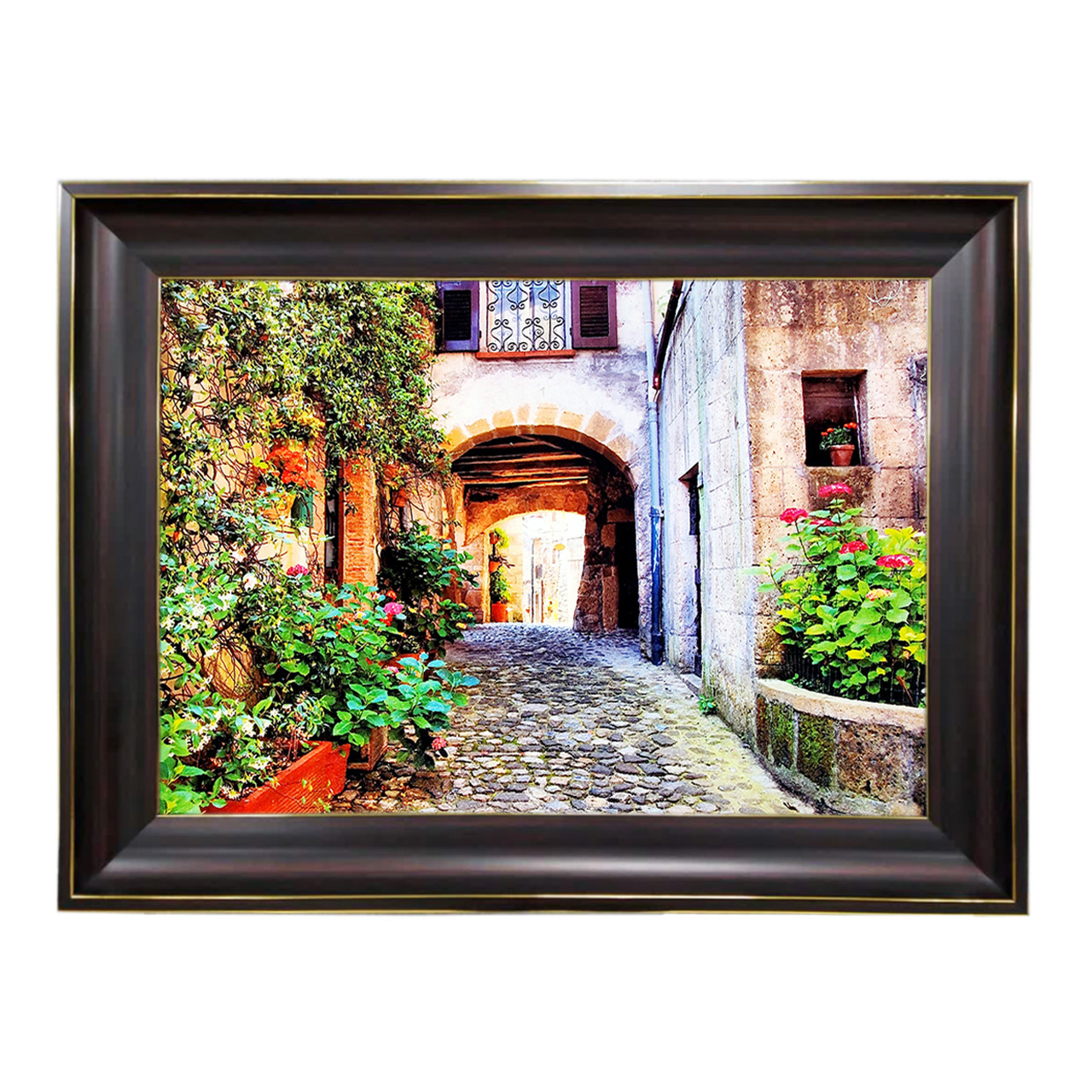 تابلو فرش چاپی طرح کوچه باغ کد 10148 سایز 60×40 سانتی متری