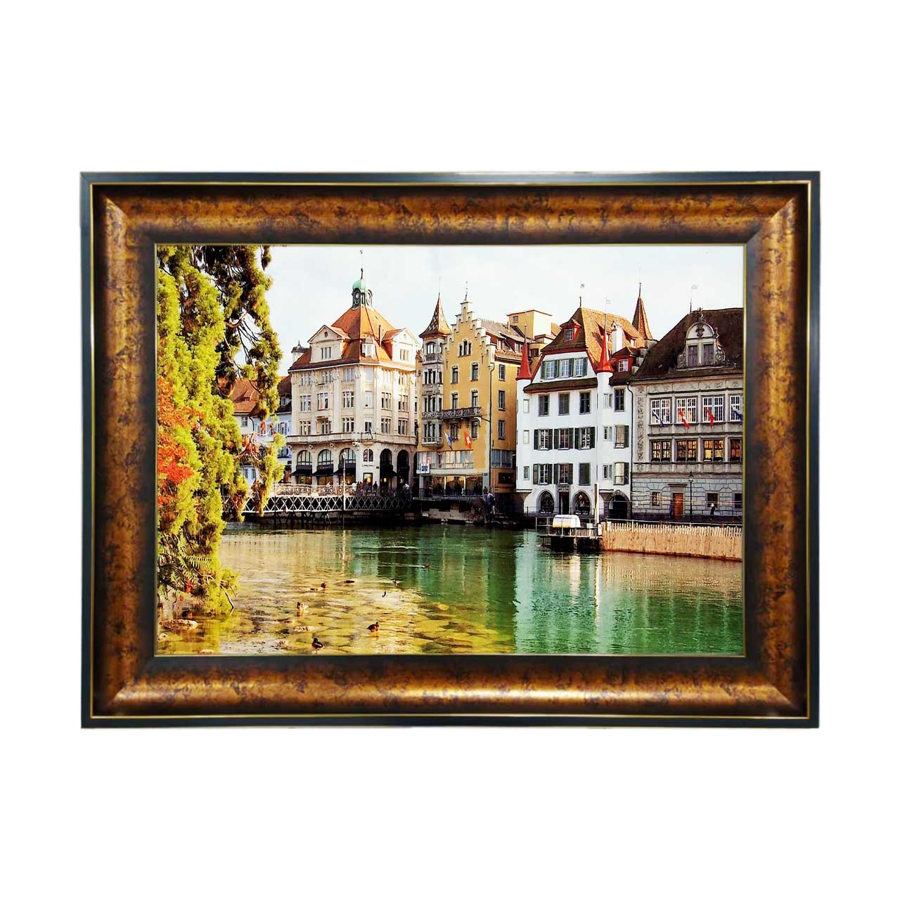 تابلو فرش چاپی طرح دریاچه کد 10043 سایز 50×35 سانتی متری