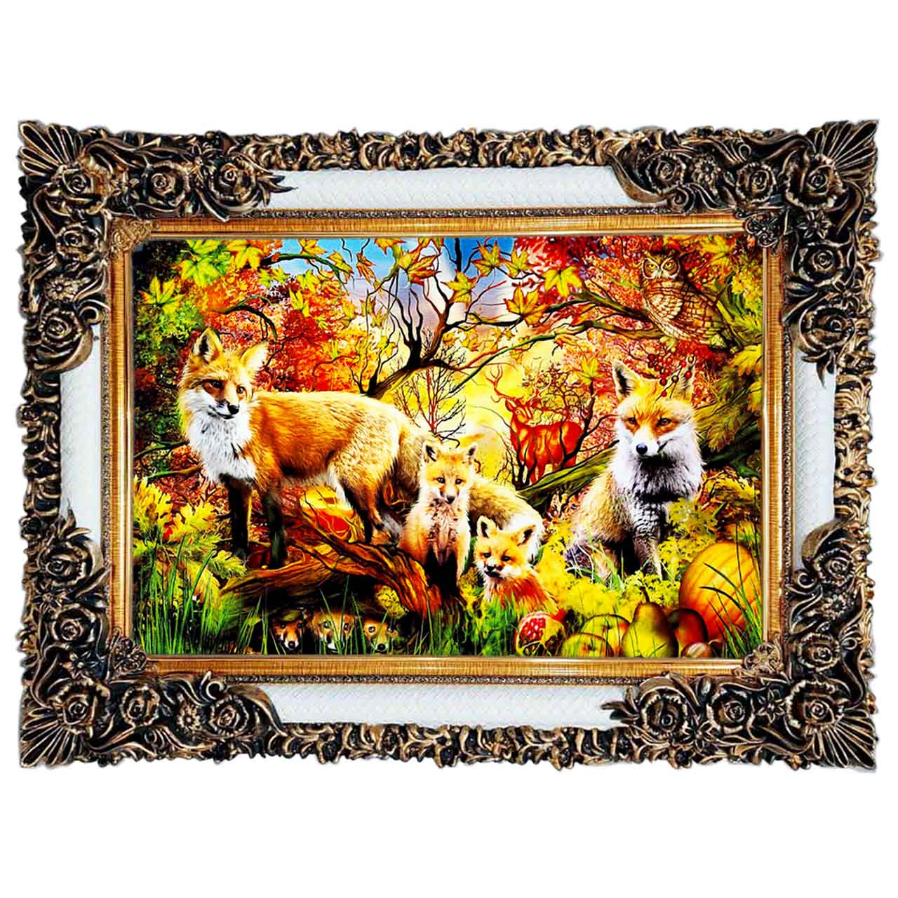 تابلو فرش چاپی طرح روباه کد 14053 سایز 100×50 سانتی متری