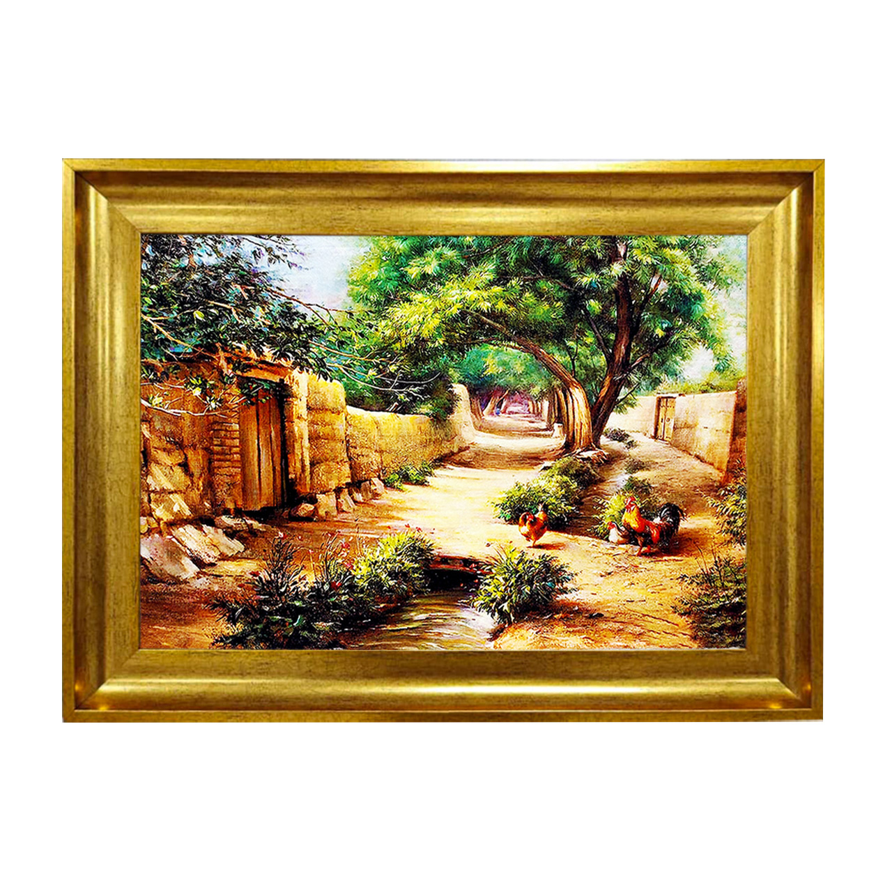 تابلو فرش چاپی طرح کوچه باغ کد 10009 سایز 50×50 سانتی متری