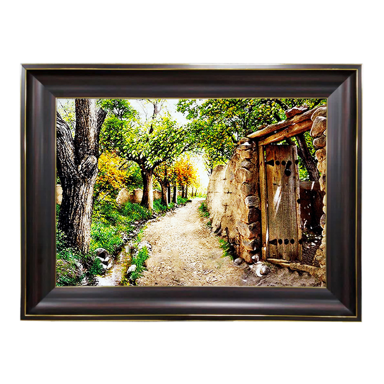 تابلو فرش چاپی طرح کوچه باغ کد 10076 سایز 60×40 سانتی متری