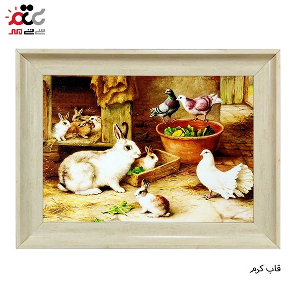 تابلو فرش چاپی طرح خرگوش کد 14068 سایز 100×70 سانتی متری