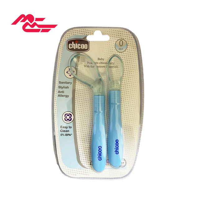 قاشق غذاخوری سیلیکونی سرکج و ساده چیکو بسته دو عددی